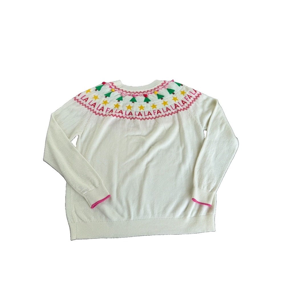 BODEN Festive Fair Isle Jumper Fa La La La La Knit Sweater Christmas Sz XL Women - Picture 2 of 6